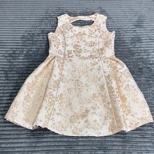 Children’s Place Girls Cream and Gold Floral Dress
